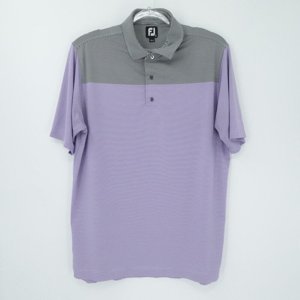 FootJoy Shirt Men XL Purple Gray Colorblock Polo Striped Golf Performance Preppy